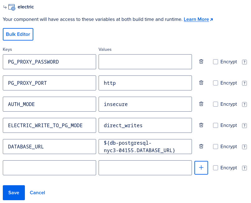 Create App: Edit Environment