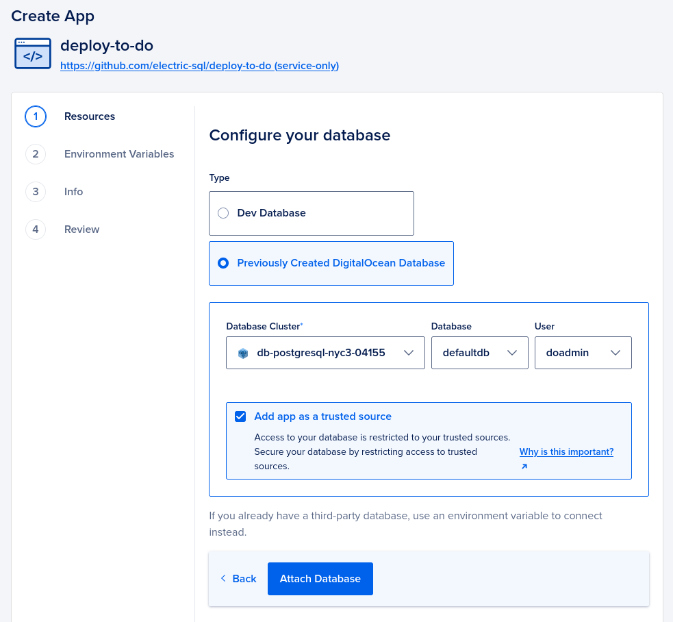 Create App: Configure Database